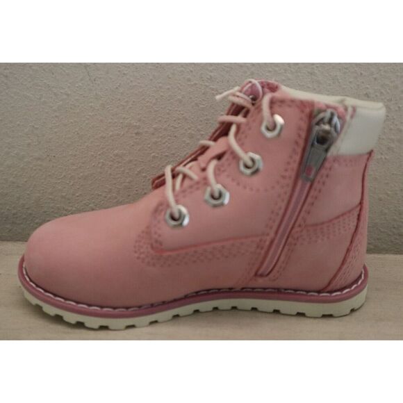 Timberland Toddler Girls' Sz 8M Light Pink Nubuck Pokey Pine 6" Side Zip Boots - Picture 6 of 14